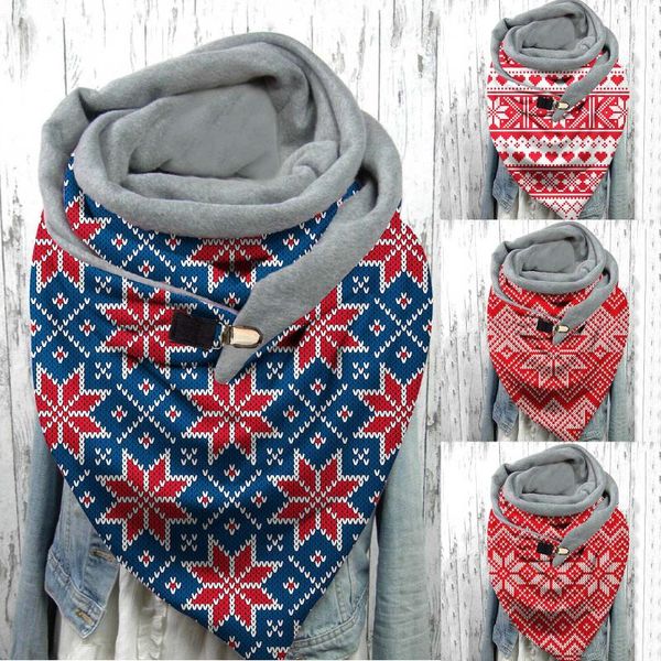 

scarves 2021 winter warm wraps scarf elegant ladies snowflake printing button soft wrap casual shawls female, Blue;gray