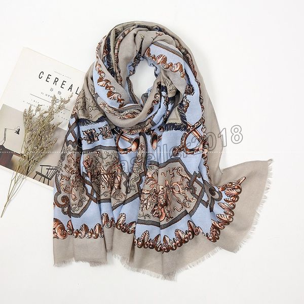 

print women's cotton linen scarf female spring 2021 uneven spain style headscarf vintage pashminas for women linen ethnic stoles, Blue;gray