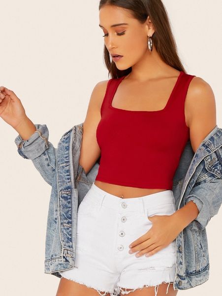 

square neck solid tank m8rd#, White