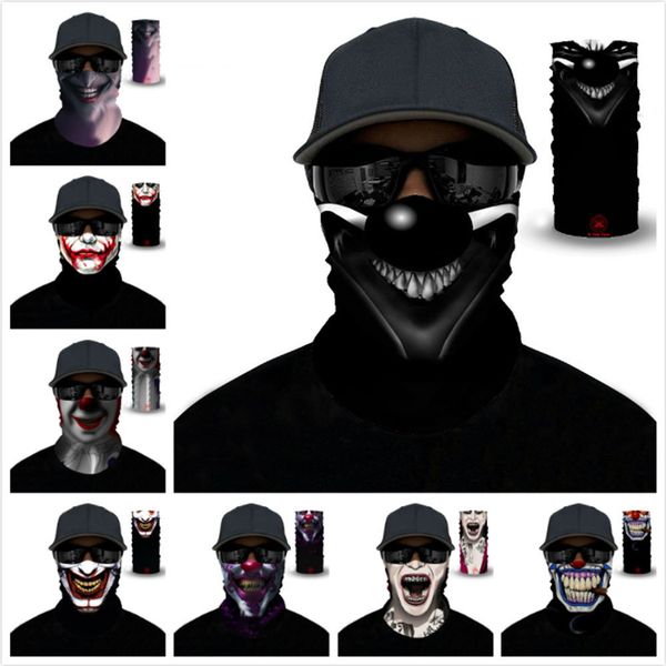 

digital 3d clown sunscreen mustache outdoor magic headscarf cycling locomotive sports scarf men's and women's mask