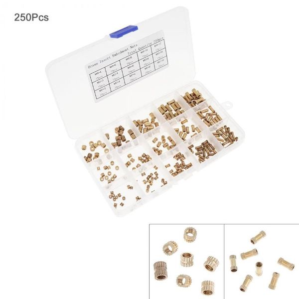 

professional hand tool sets brass cylinder nuts 250pcs/set m2 m3 m4 knurled threaded round insert embedded with plastic box