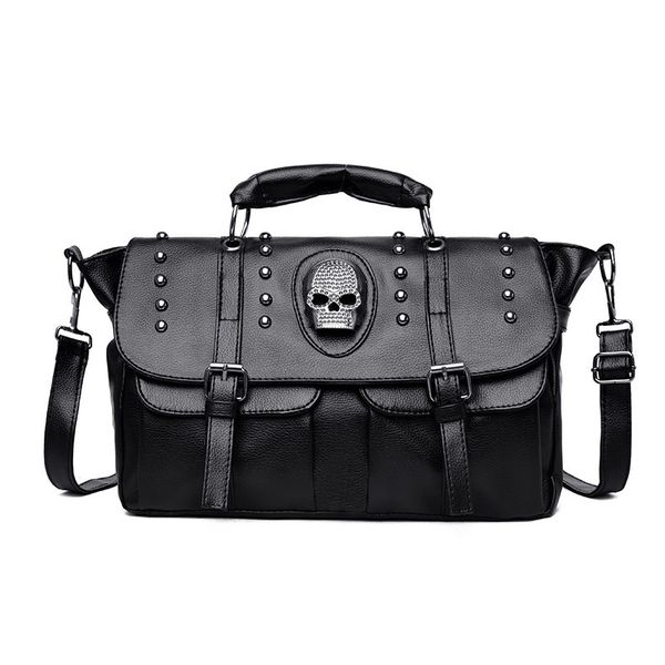

straw luxury designer handbags for women 2021 fashion girls female casual shopper new punk style rivet skull rivet crossbody bag, Red;black