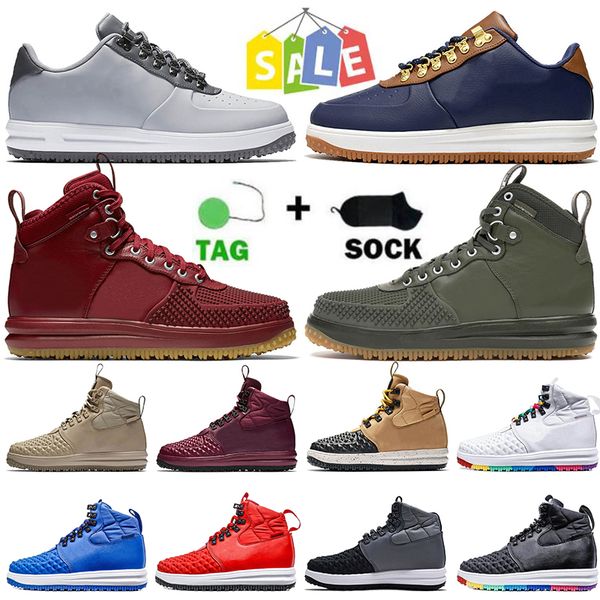 

lunar airforces 1 duckboot trainers running shoes nik off black and tan mens womens ale brown particle pink medium olive white wolf grey 1s, White;red