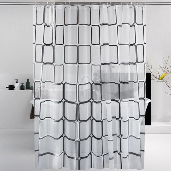 

shower curtains curtain waterproof mildew proof peva bath translucent modern square plaid toilet bathroom decoration