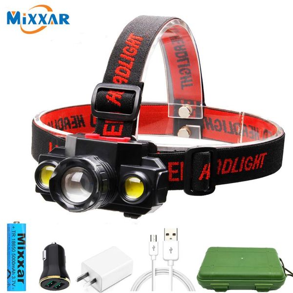 

headlamps zk20 portable t6 cob 4 modes 18650 head usb rechargeable handband lights zoomable mini fishing headlights