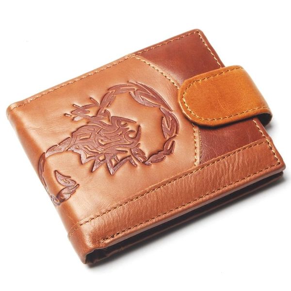 

wallets coin purse mens retro scorpion pattern wallet genuine leather for men card holder strong, Red;black
