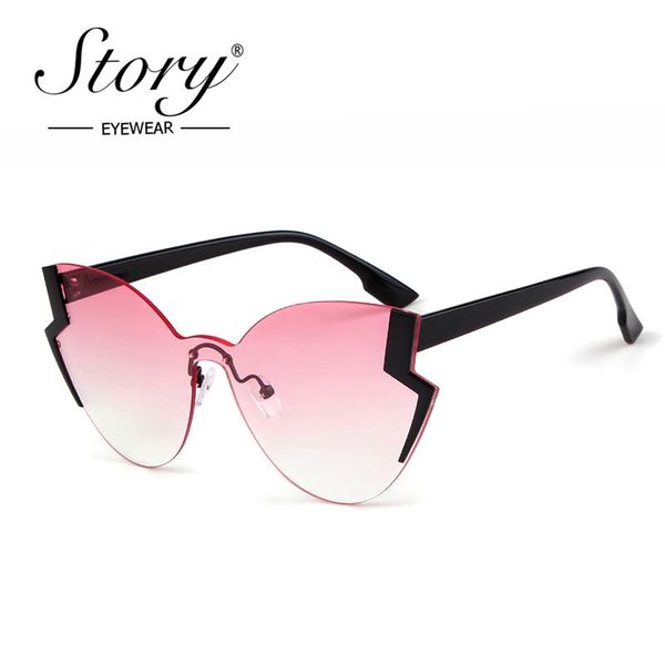 

sunglasses story fashion rimless cat eye women 2021 vintage retro irregular sun glasses men gradient shades for summer eyewear, White;black