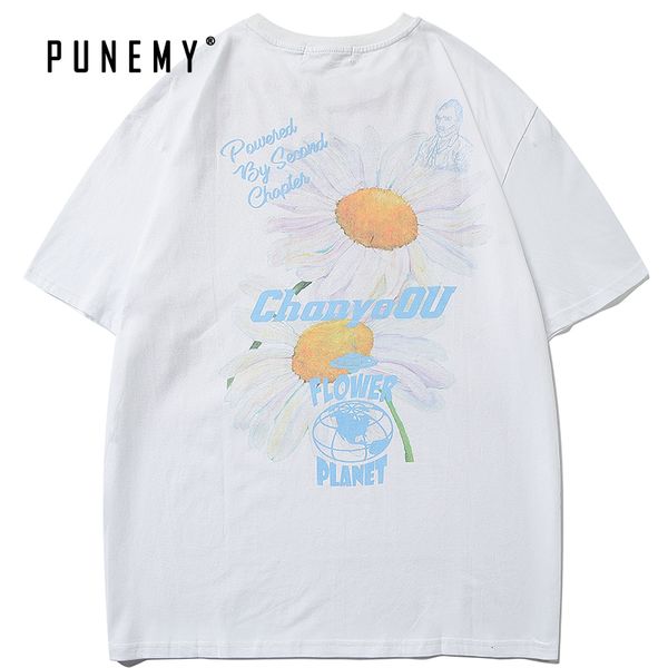 

2021 new men t shirt hip hop streetwear floral pattern harajuku tees 100% cotton oversize summer tshirt casual women t-shirt pvzl, White