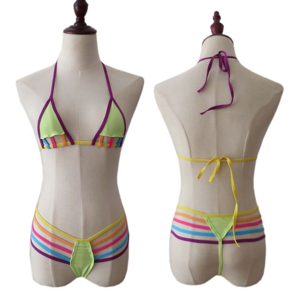 

lingerie women's pajamas rainbow mini bikini swimsuit set, Red;black