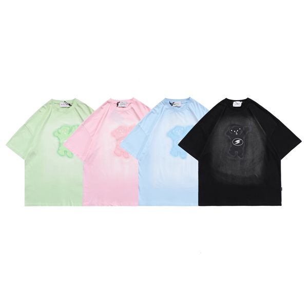 

fashion t shirt spring and summer brand bear print bf style oversize short sleeve men's couple top, White;black