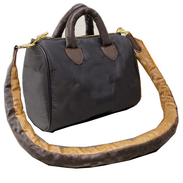 

winter down speedy pillow bag women crossbody handbag purse large capacity light-weight tote bags travel duffel classic l letter soft should