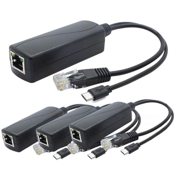 

computer cables & connectors 4-pack 5v poe splitter, 48v to 2.4a adapter with micro-usb plug, for ip camera,tablets,for raspberry pi and mor