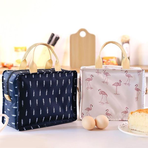 

hanging baskets picnic lunch bag waterproof portable thermal cooler insulated striped print oxford outdoor box storage pouch