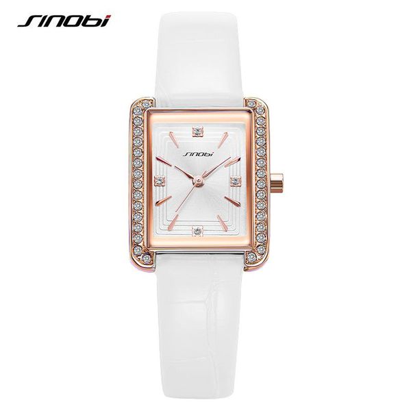 

wristwatches drop women ladies square watch minimalist analog quartz movt unique female iced out, Slivery;brown