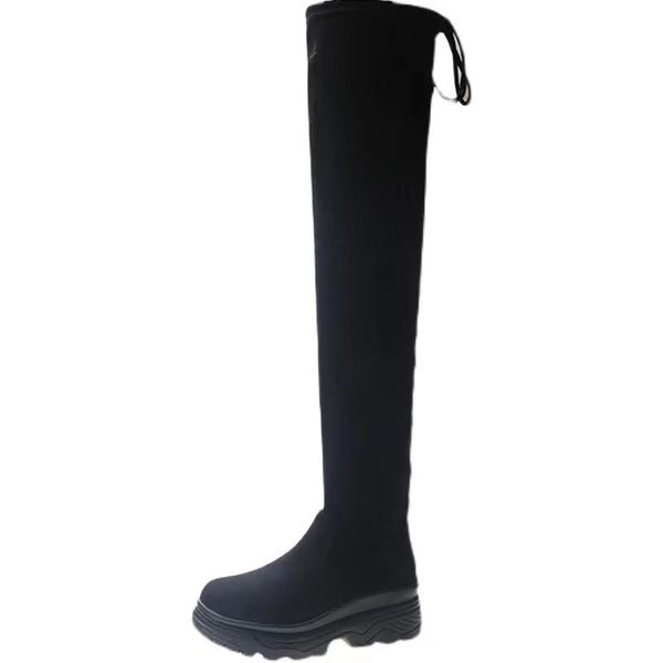 

boots long tube fashion trend handsome british knight knee high, Black