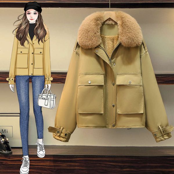 

female 2020 winter new fox big feather collar white duck down jacket small foreign style coat parka coats for women, Black