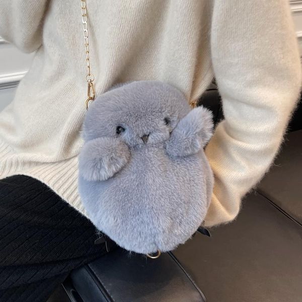 

evening bags fluffy plush crossbody for women winter style soft faux fur shoulder bag cute phone handbag ladies warm chain messenger