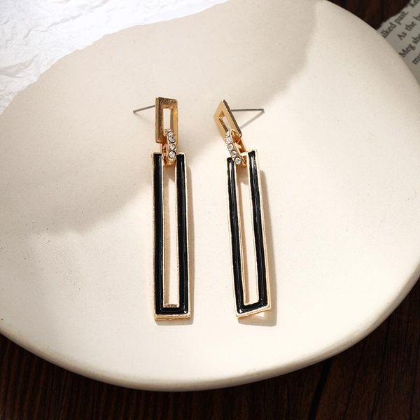 

dangle & chandelier han edition fashion simple earrings character set auger geometric rectangle metal bar temperament eardrop joker, Silver