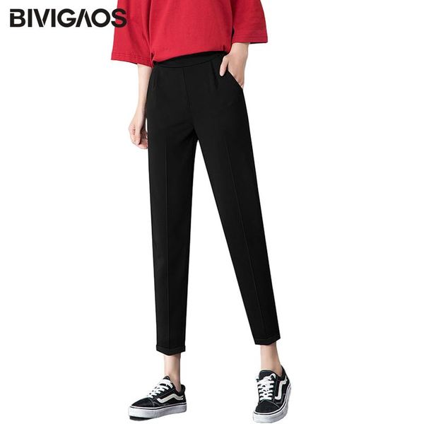 

women's pants & capris bivigaos spring autumn ladies korean ol black harem breathable summer thin casual pencil suit trousers women off, Black;white