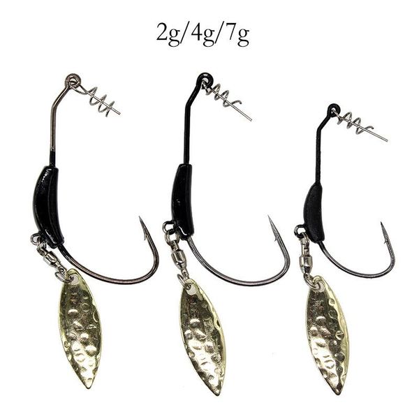 

1pcs 2g 3g 4g 5g 7g fishing hook with the lead with spoon metal sequins baits hook river fishing worm soft hooks la