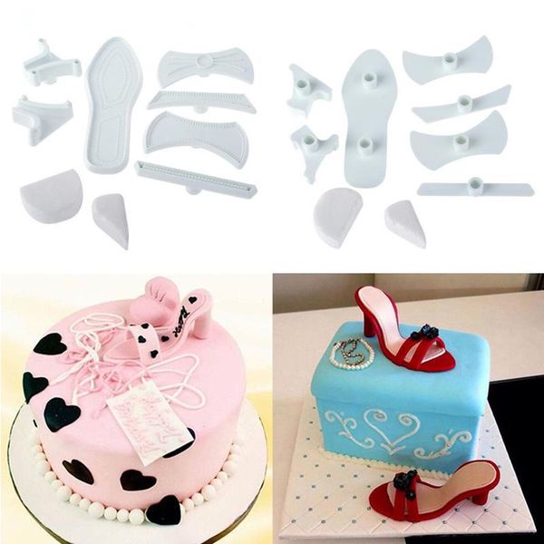 

cake tools 9pcs lady high-heeled shoes mold fondant sugarcraft baking cutter mould
