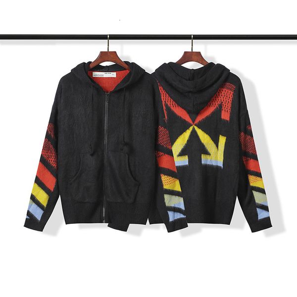 

2021 autumn winter new correct off mohair zipper sweater coat, White;black