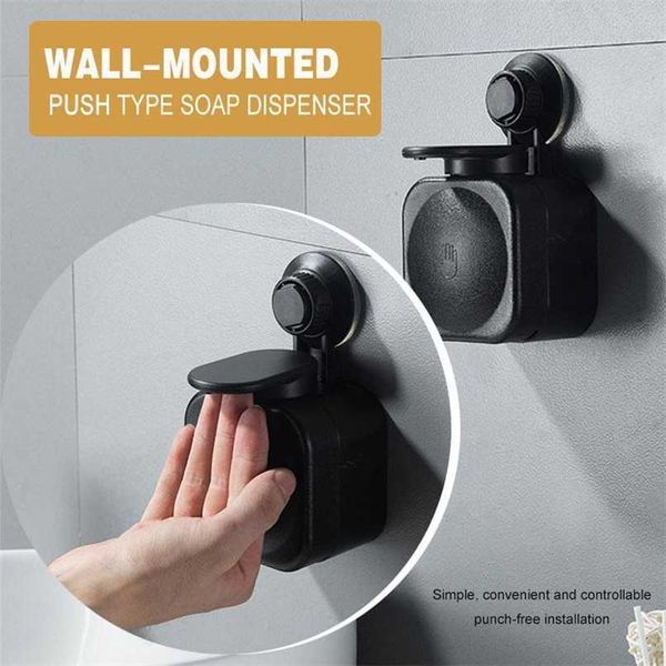 PVC Push-Type Soap Dispenser Wall-Mount Duche Shampoo Shampoo Líquido Recipiente de Banheiro Acessórios 211206