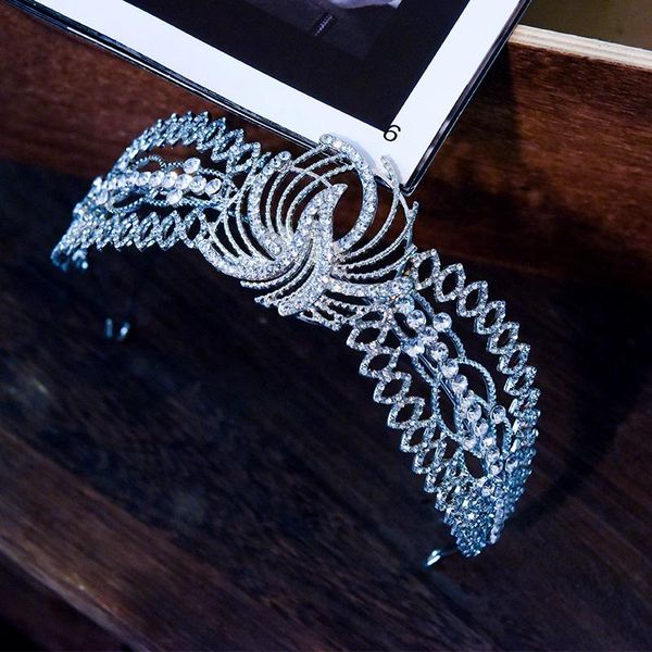 

hair clips & barrettes luxury crystal bridal tiaras crowns women baroque pageant diadem princess rhinestone dubai jewelry wedding accessorie, Golden;silver