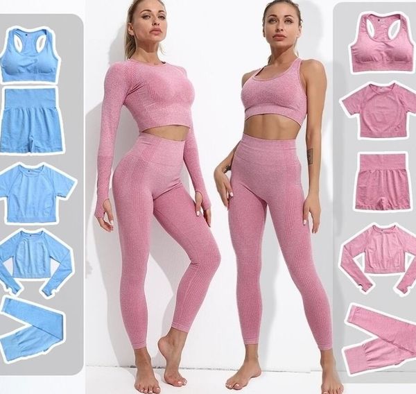 Kadın Trailtsuits Otomatik Kış Moda Tasarımcısı Kadınlar Pamuk Yoga Takım Aynı Sty Sportwear Fiess Sports 5pcs Sutyen Tayt Kıyafetleri Katı Dansçı Yogaworld Elastik