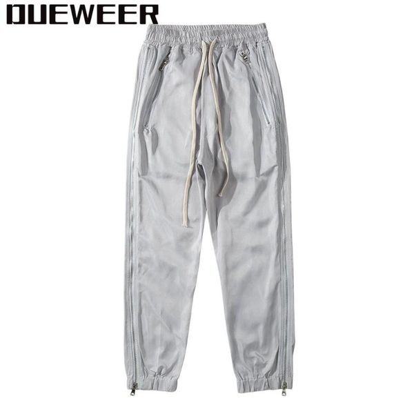 

dueweer silver double side zipper streetwear joggers pants men harajuku loose casual black youth fashion sweatpants