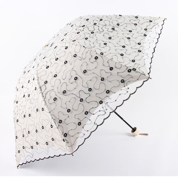 

umbrellas sun lace umbrella rain women sunscreen korean three folding uv clear princess windproof decoration ombrello gift
