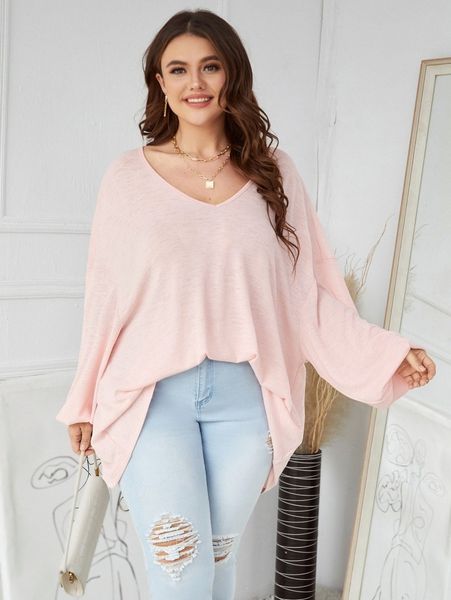 

plus solid lantern sleeve tee k2n4#, Black