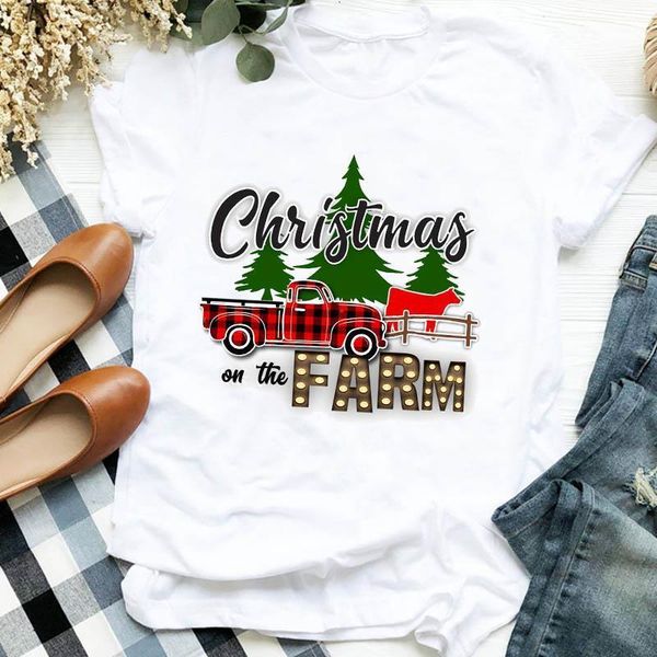 

women lady cartoon printing holiday autumn winter merry christmas tshirt female graphic clothes shirt t tee t-shirt, White