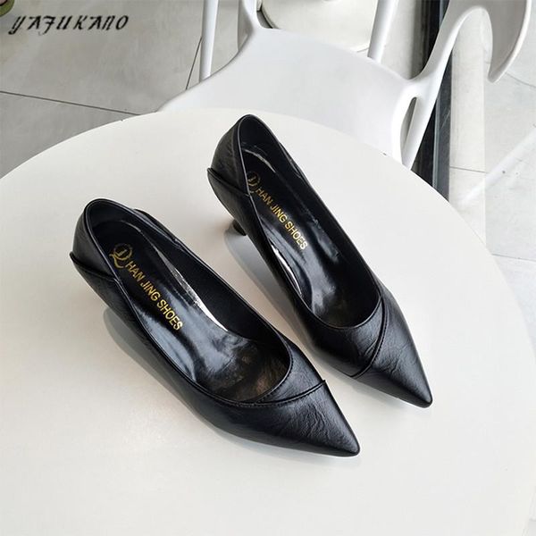 

dress shoes fashion pointed toe soft leather high heels womens pumps shallow mouth stiletto single elegant ladies office work, Black