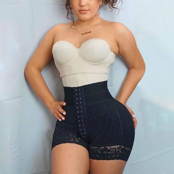 

women's shapers women panties hip enhancer bbl shorts double compression high waisted mid-section tummy control curvy fit fajas colombi, Black;white