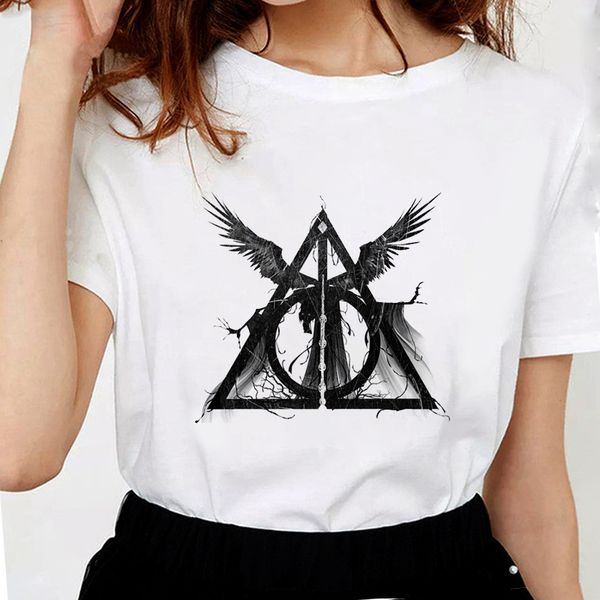 

new fashion three brothers tale deathly hallows female t-shirt funny t-shirts for women soft cotton casual white t shirt c0220