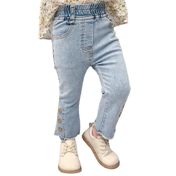 

jeans wlg kids girls boot cut spring fall solid denim blue jean baby girl fashion all match trousers for 2-6 years