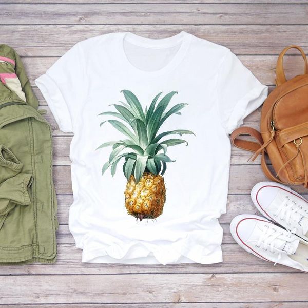 

women watercolor pineapple beach cute printing fashion ladies print lady t-shirts womens graphic t shirt female tee t-shirt, White