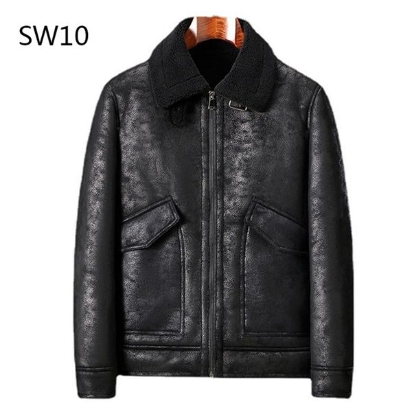 

leahter jacket male stand collar casual windbreaker ropa de hombre fashion leather jacket men winter fleece motorcycle pu coat 211110, Black