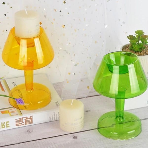 

creative lamp row shaped candlestick handmade glass candle holder romantic candlelight rod wax wedding home decoration gift