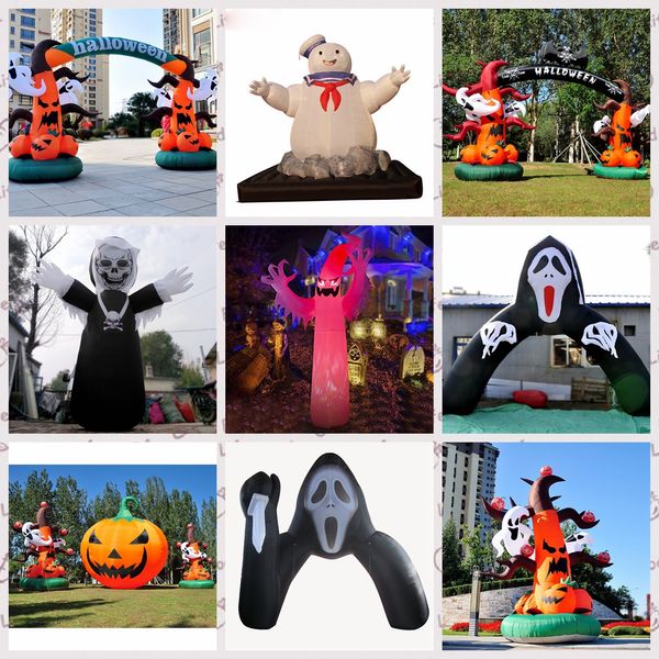 Outros artigos esportivos decorações personalizadas de Halloween Modelos de balão de balão infláveis ​​Faca Arch Pumpkin Stay PUFT com soprador à venda