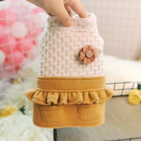 

cat costumes autumn dog dresses princess ruffle flower teddy woolen pet skirt xs s m l xl
