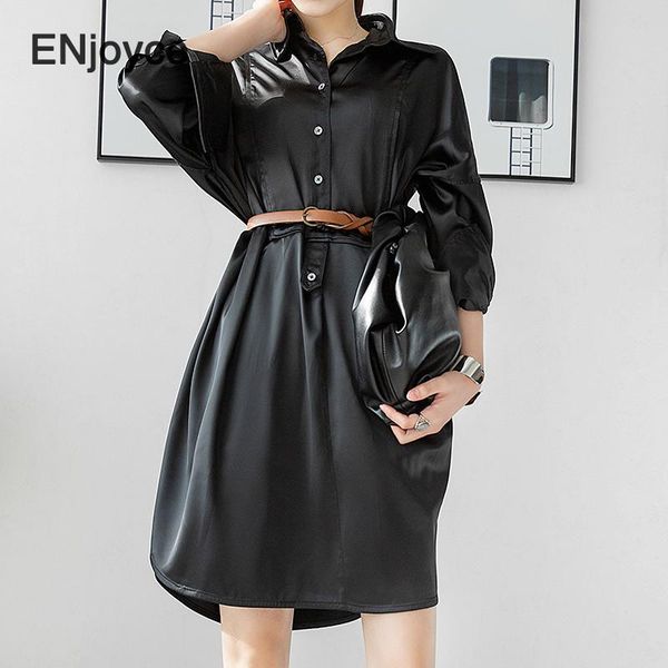 

women's blouses & shirts elegant 2021 spring summer women long split satin trench blouse female black office lady work wear shirt loose, White