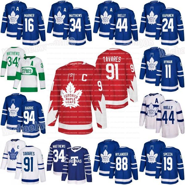 

toronto maple leafs auston matthews mitch marner john tavares barrie spezza william nylander kerfoot andersen rielly hyman kapanen jerseys, Black;red