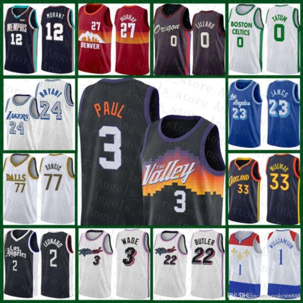 

chris phoenix suns new paul basketball jersey 2020 2021 new dwyane 3 wade stephen 30 curry jayson 0 tatum, Black;red