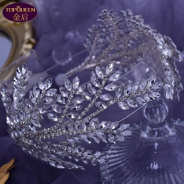 Lusso diamante foglia diadema da sposa cristallo barocco copricapo da sposa corona di strass con gioielli da sposa accessori per capelli diamante B236b
