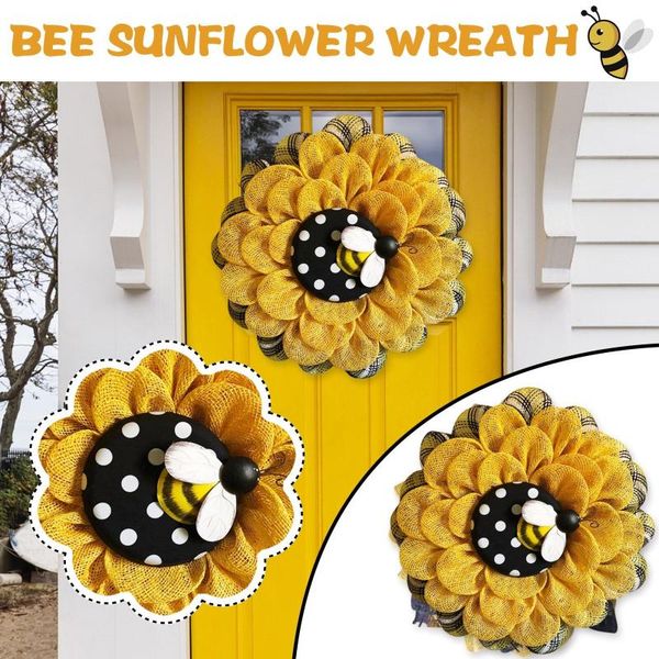 

decorative flowers & wreaths bee artificial sunflower summer wreath garland hanging front door wedding pendants flower garlands home decorat
