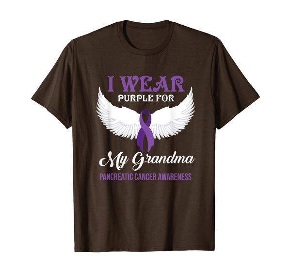 

i wear purple for my grandma gift pancreatic cancer t-shirt, White;black