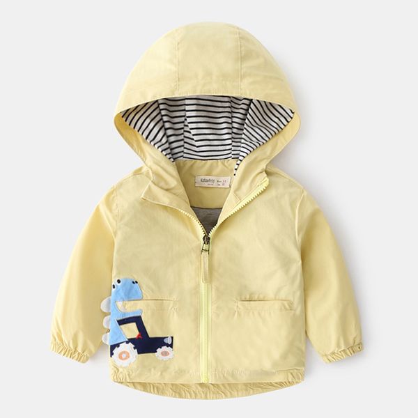 

spring autumn boys jackets hooded outerwear fashion embroidered dinosaur windbreaker children clothing 2 4 6 years kids coats, Blue;gray