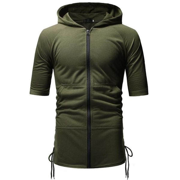 

men's t-shirts short sleeve hoodie stylish casual t-shirt zip cardigan, White;black